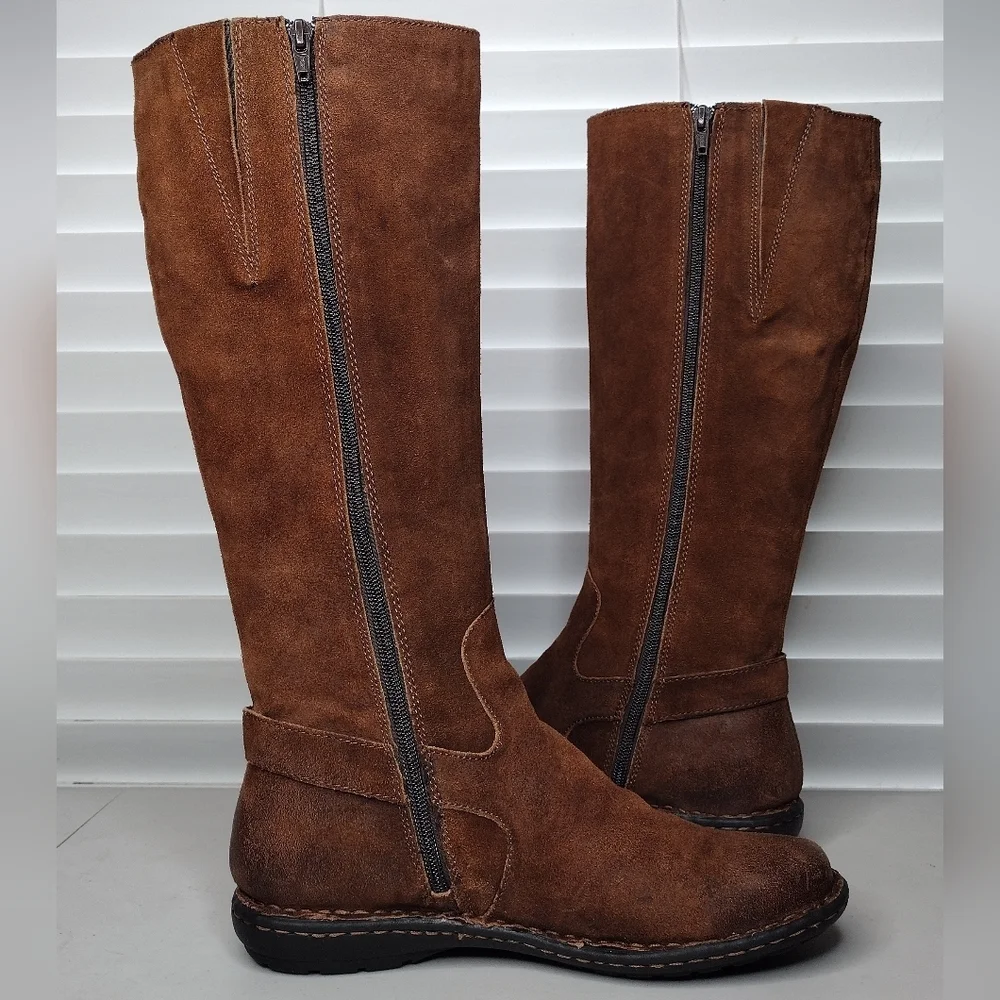 Born Brown Distressed Buckle Riding Tall Over The Knee Boots Sz 8M